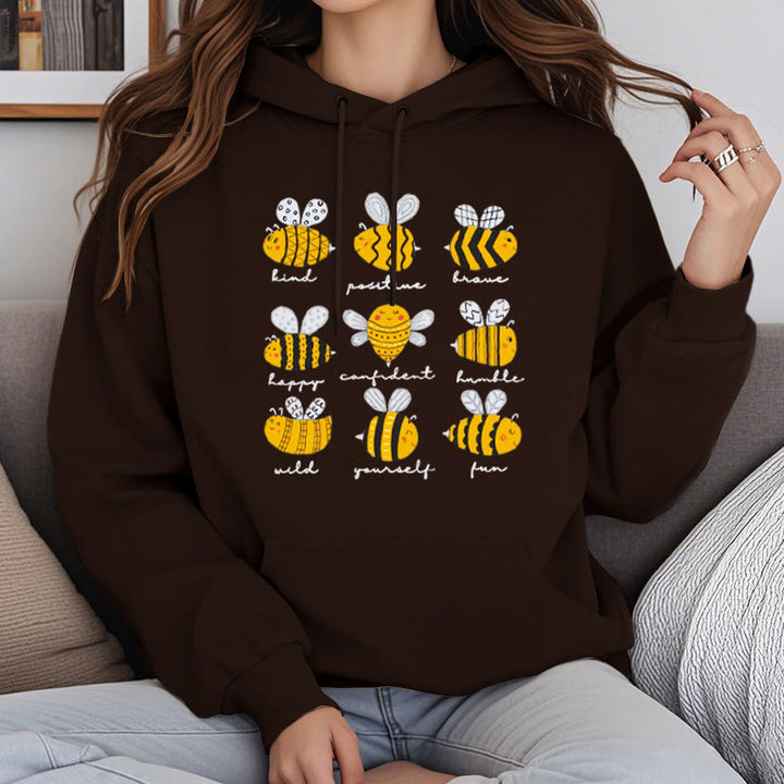 Bee Kind Postive Humble Fleece Lined Hoodie Comfy Hooded Sweatshirts