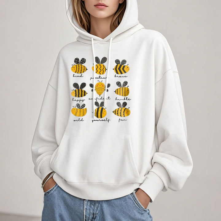 Bee Kind Postive Humble Fleece Lined Hoodie Comfy Hooded Sweatshirts