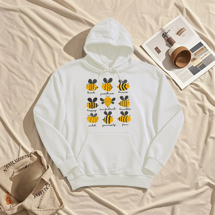 Bee Kind Postive Humble Fleece Lined Hoodie Comfy Hooded Sweatshirts