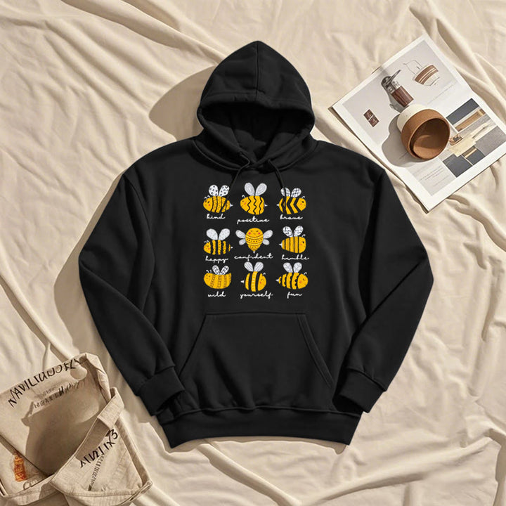 Bee Kind Postive Humble Fleece Lined Hoodie Comfy Hooded Sweatshirts