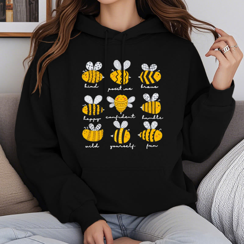 Bee Kind Postive Humble Fleece Lined Hoodie Comfy Hooded Sweatshirts