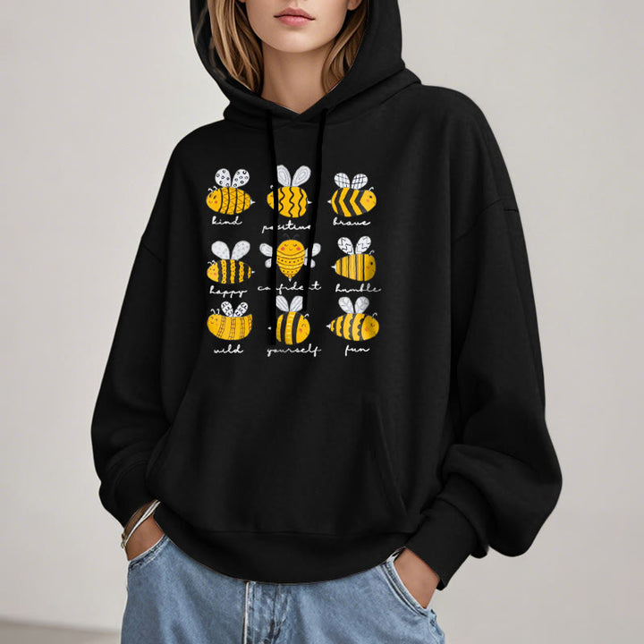 Bee Kind Postive Humble Fleece Lined Hoodie Comfy Hooded Sweatshirts