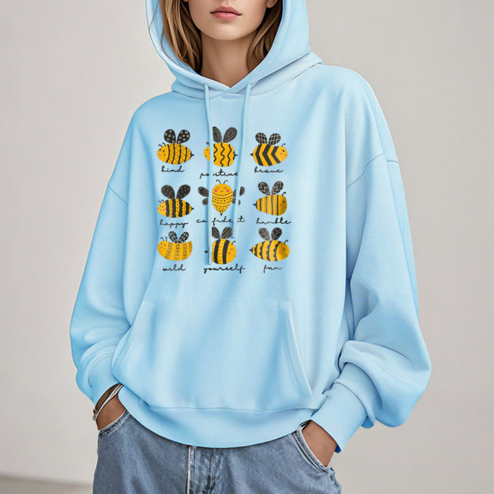 Bee Kind Postive Humble Fleece Lined Hoodie Comfy Hooded Sweatshirts