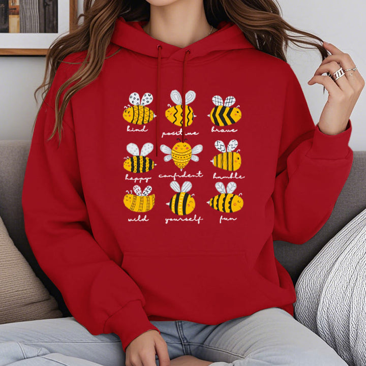 Bee Kind Postive Humble Fleece Lined Hoodie Comfy Hooded Sweatshirts