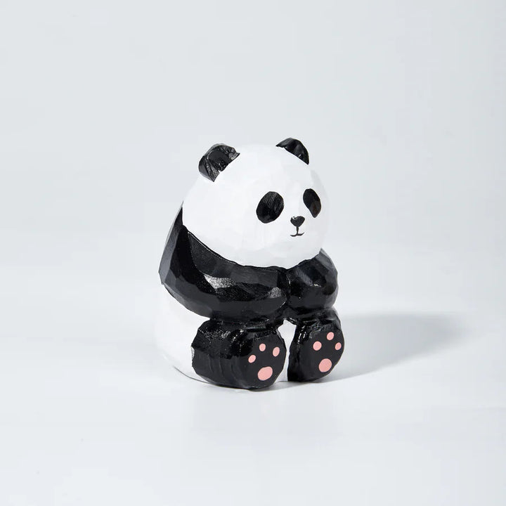 Cute Panda Carved Wooden Sculpture Desktop Deocr Keychain For Gift