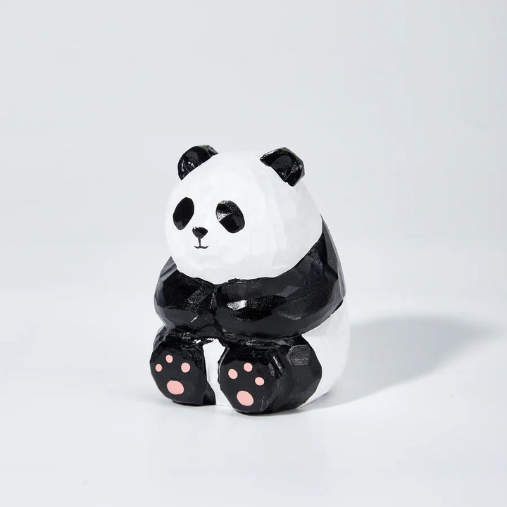 Cute Panda Carved Wooden Sculpture Desktop Deocr Keychain For Gift