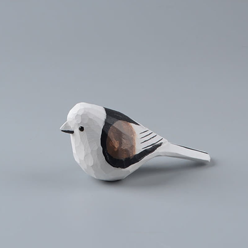 Cute Titmouse Carved Wooden Sculpture Desktop Deocr For Gift