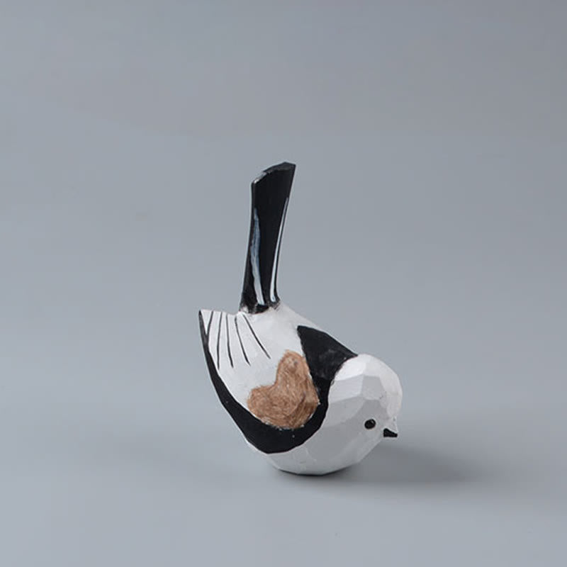 Cute Titmouse Carved Wooden Sculpture Desktop Deocr For Gift