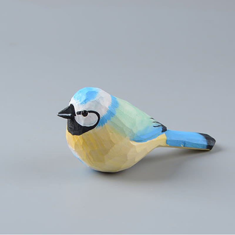 Cute Titmouse Carved Wooden Sculpture Desktop Deocr For Gift