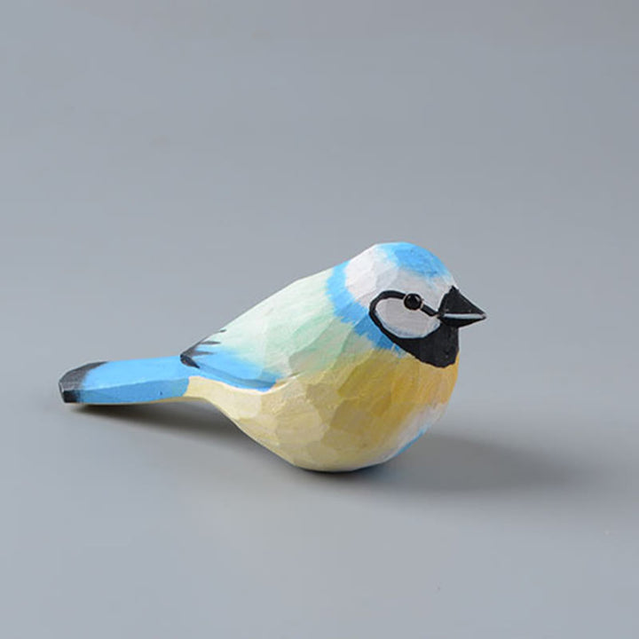 Cute Titmouse Carved Wooden Sculpture Desktop Deocr For Gift