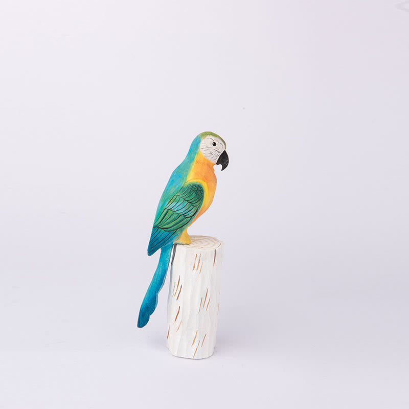 Vivid Bird Carved Wooden Sculpture Desktop Deocr For Gift