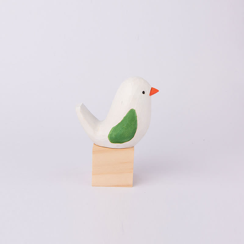 Vivid Bird Carved Wooden Sculpture Desktop Deocr For Gift