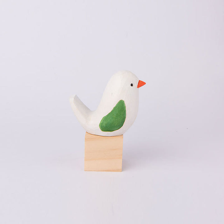 Vivid Bird Carved Wooden Sculpture Desktop Deocr For Gift