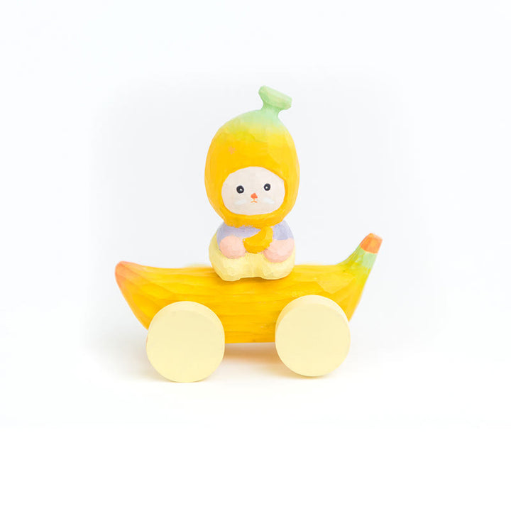 Funny Fruits Carved Wooden Sculpture Desktop Deocr For Gift