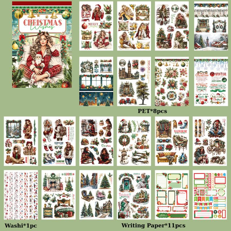 Warm Christmas Greeting Series Sticker Book For Journal Decor