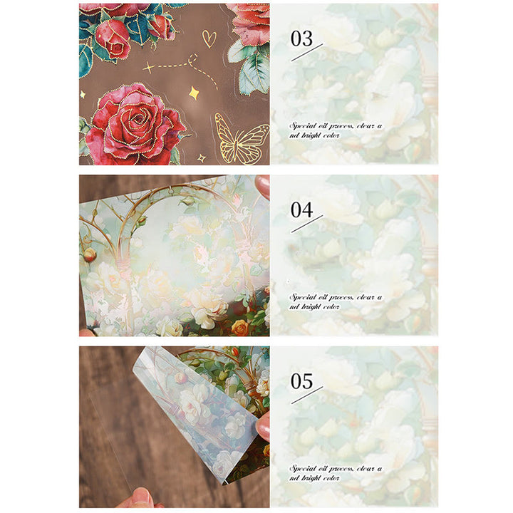 The Rose Blossoms Series PET Sticker Set For Journal Decor