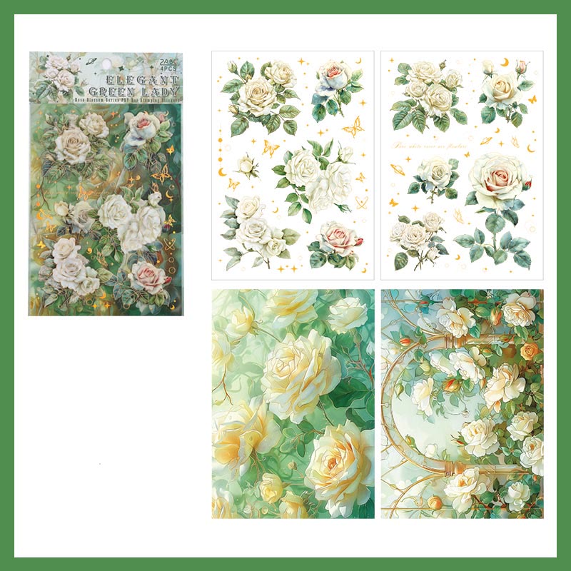 The Rose Blossoms Series PET Sticker Set For Journal Decor