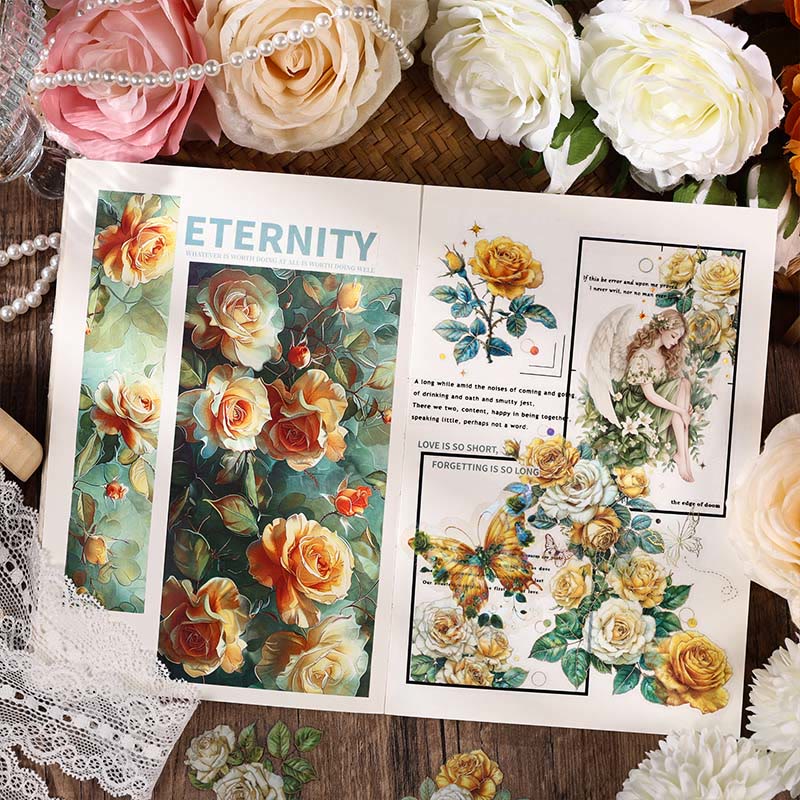 The Rose Blossoms Series PET Sticker Set For Journal Decor