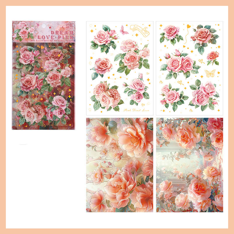 The Rose Blossoms Series PET Sticker Set For Journal Decor