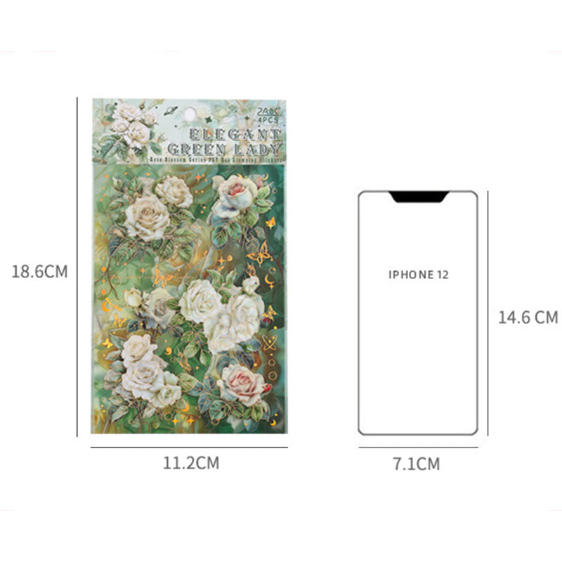 The Rose Blossoms Series PET Sticker Set For Journal Decor