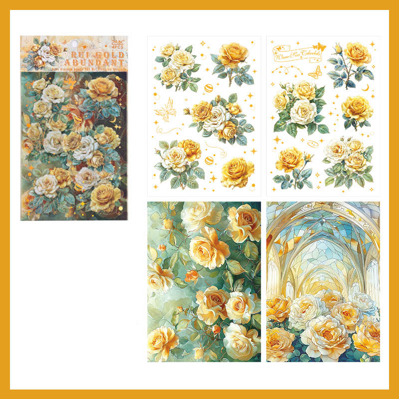 The Rose Blossoms Series PET Sticker Set For Journal Decor