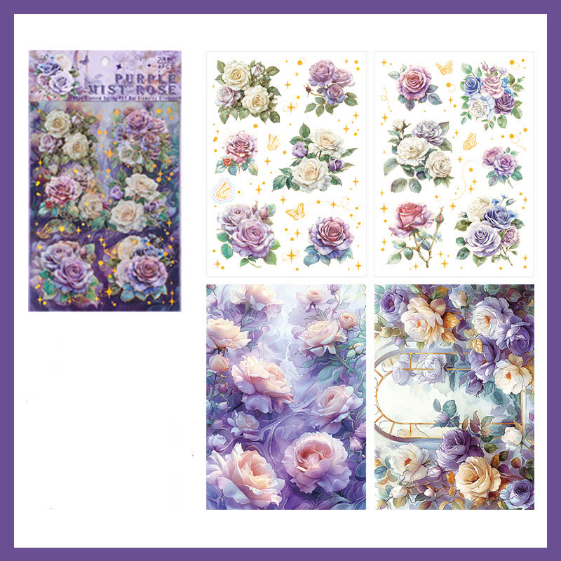 The Rose Blossoms Series PET Sticker Set For Journal Decor