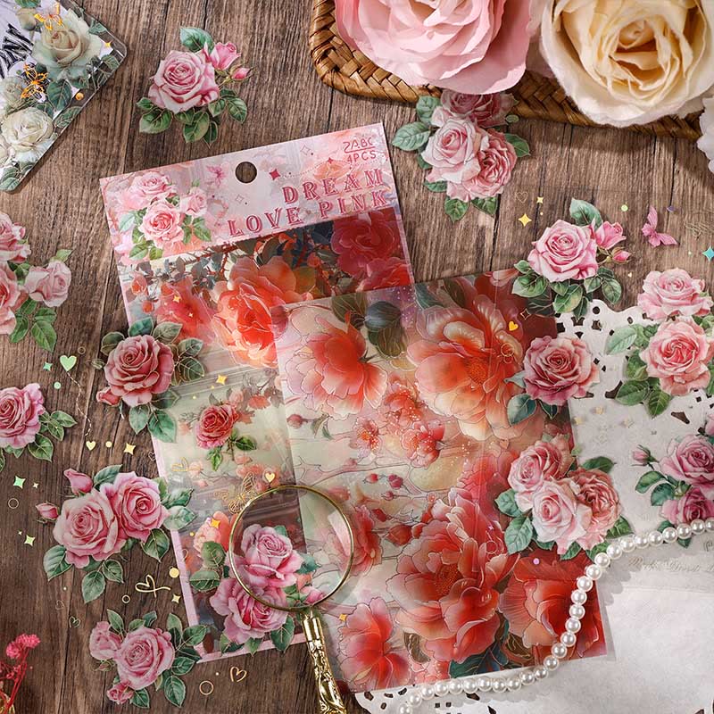 The Rose Blossoms Series PET Sticker Set For Journal Decor