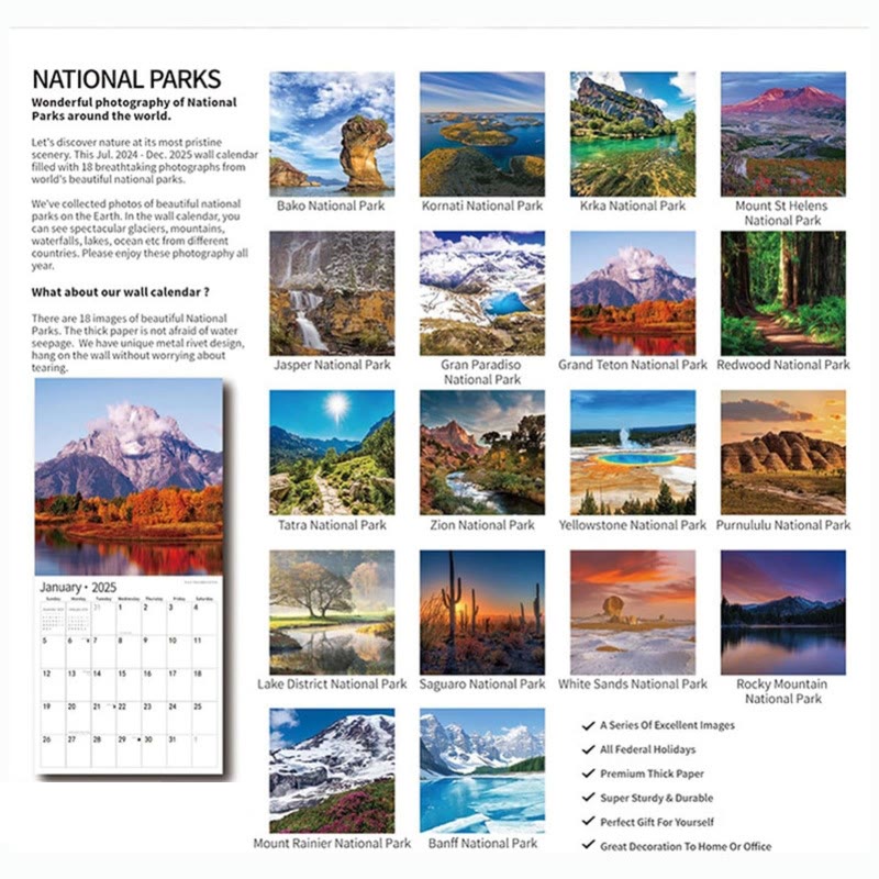 2025 National Park Lunar Calendar 12 Months Calendars New Year Gift