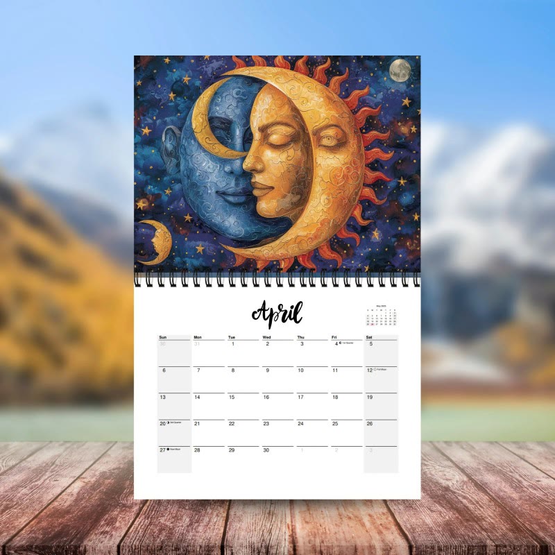 2025 Sun And Moon Wall Calendar 12 Months Calendars New Year Gift