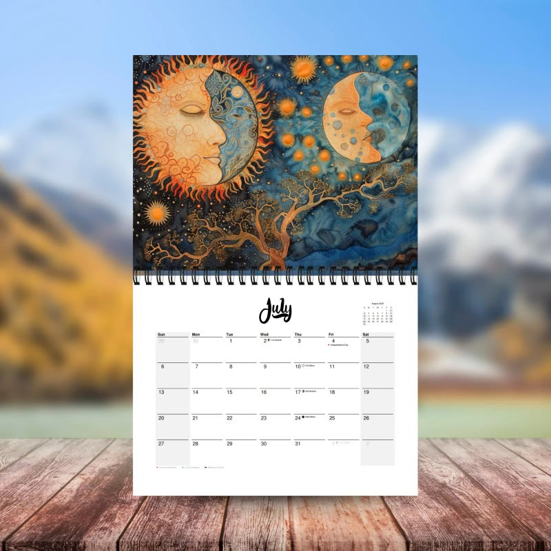 2025 Sun And Moon Wall Calendar 12 Months Calendars New Year Gift