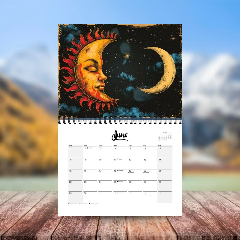 2025 Sun And Moon Wall Calendar 12 Months Calendars New Year Gift