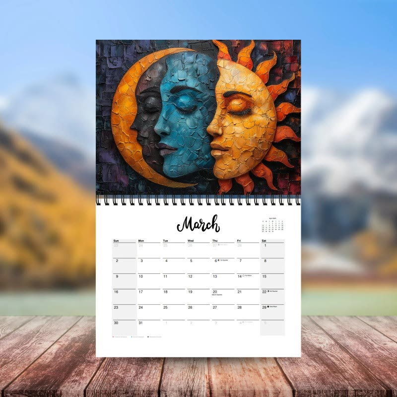 2025 Sun And Moon Wall Calendar 12 Months Calendars New Year Gift