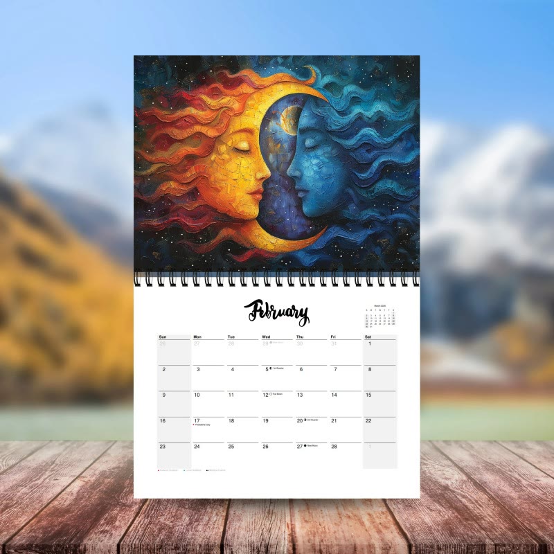 2025 Sun And Moon Wall Calendar 12 Months Calendars New Year Gift