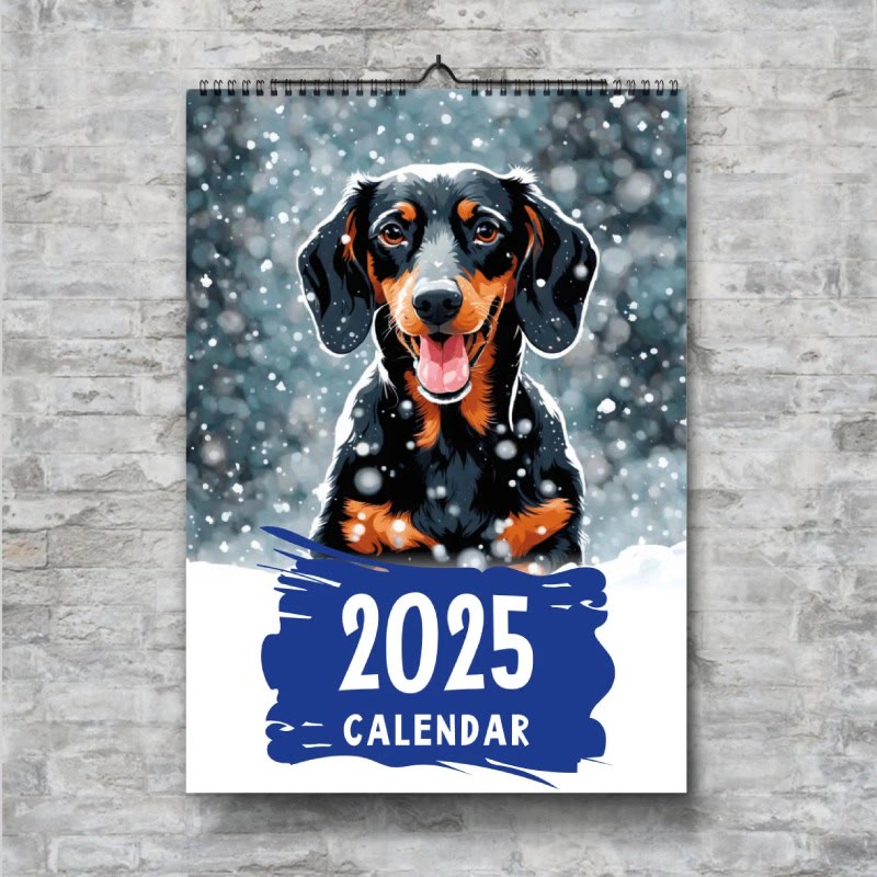 2025 Cute Dachshund Lunar Calendar 12 Months Calendars New Year Gift