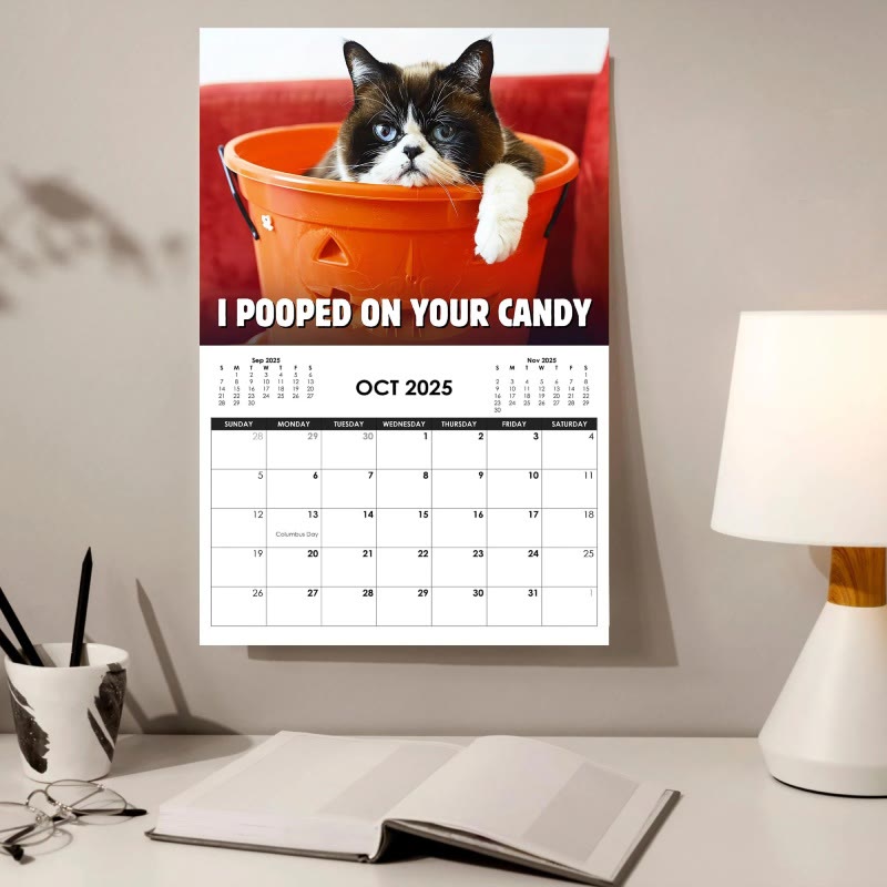 2025 Funny Cat Wall Calendar 12 Months Calendars New Year Gift