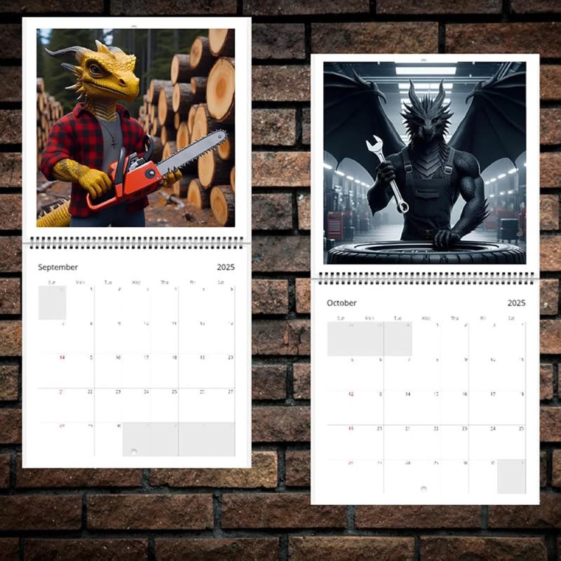 2025 Dragons With Jobs Lunar Calendar 12 Months Calendars New Year Gift