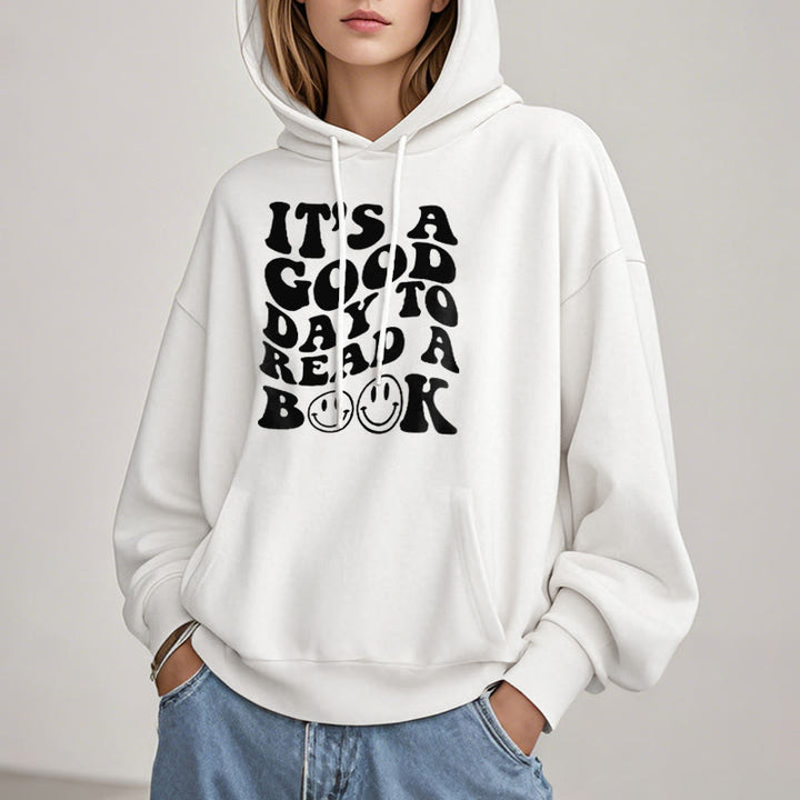 Good Day To Read A Book Fleece Lined Hoodie Long Sleeves Hoodie