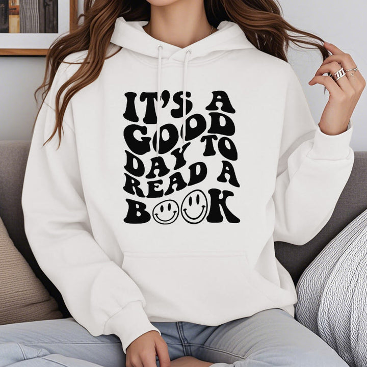 Good Day To Read A Book Fleece Lined Hoodie Long Sleeves Hoodie