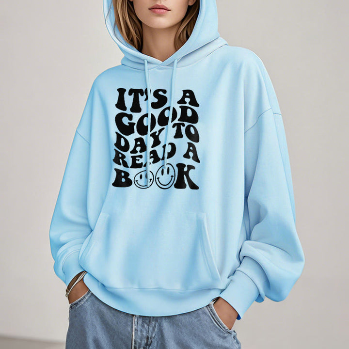 Good Day To Read A Book Fleece Lined Hoodie Long Sleeves Hoodie