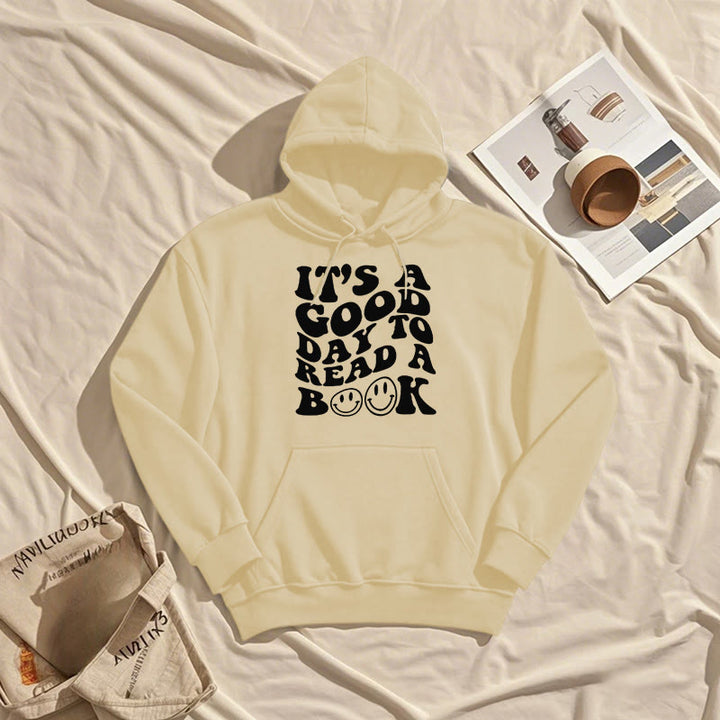 Good Day To Read A Book Fleece Lined Hoodie Long Sleeves Hoodie