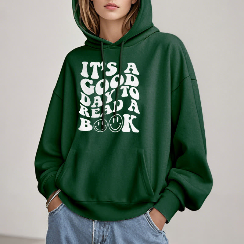 Good Day To Read A Book Fleece Lined Hoodie Long Sleeves Hoodie