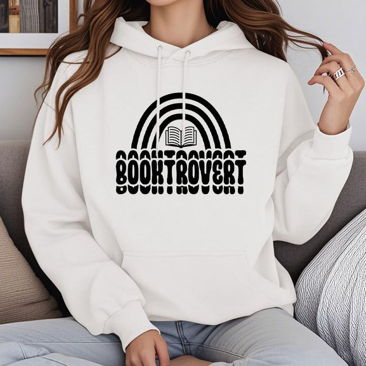 Booktrovert Words Fleece Lined Hoodie Long Sleeves Hoodie