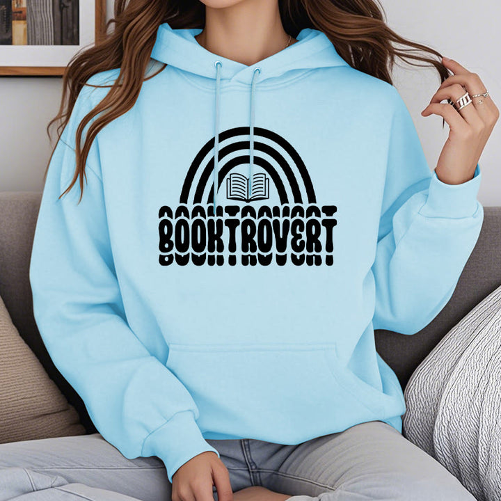 Booktrovert Words Fleece Lined Hoodie Long Sleeves Hoodie