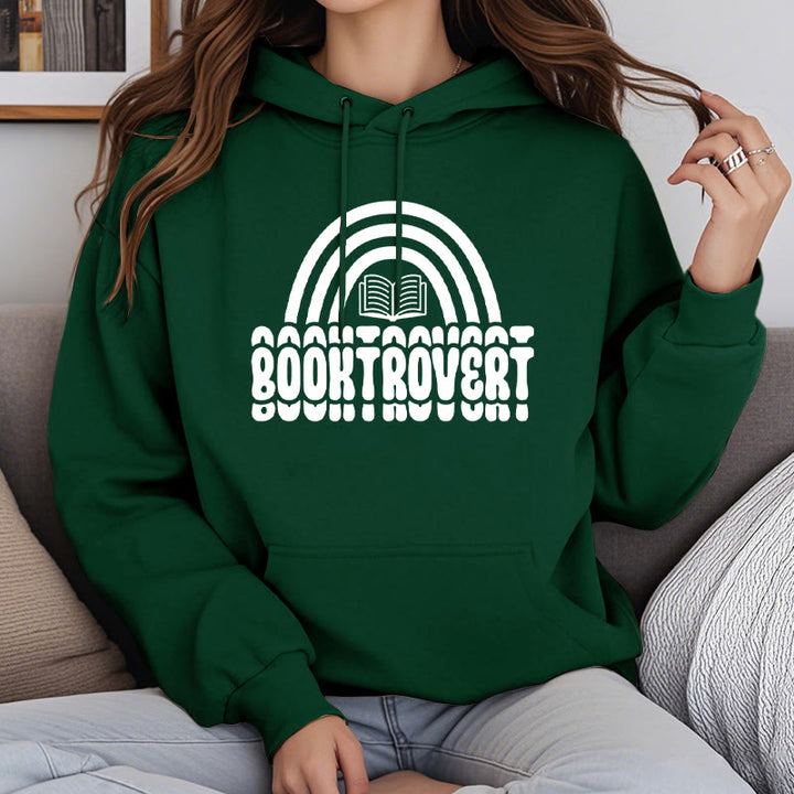 Booktrovert Words Fleece Lined Hoodie Long Sleeves Hoodie