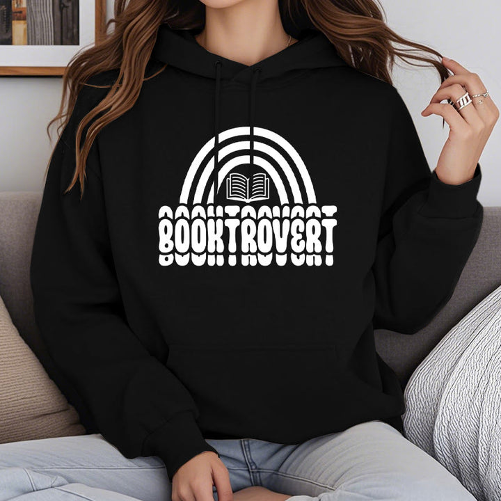 Booktrovert Words Fleece Lined Hoodie Long Sleeves Hoodie