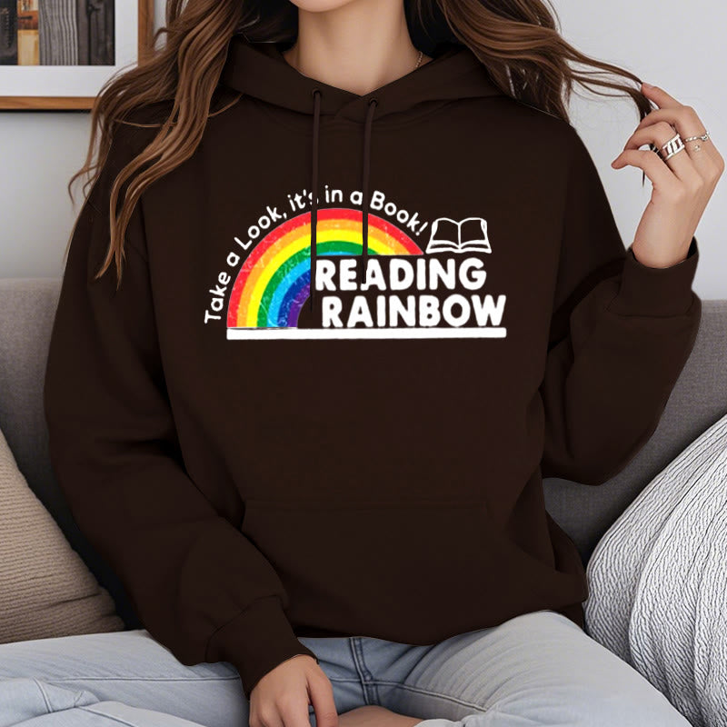 Reading Rainbow Fleece Lined Hoodie Long Sleeves Hoodie