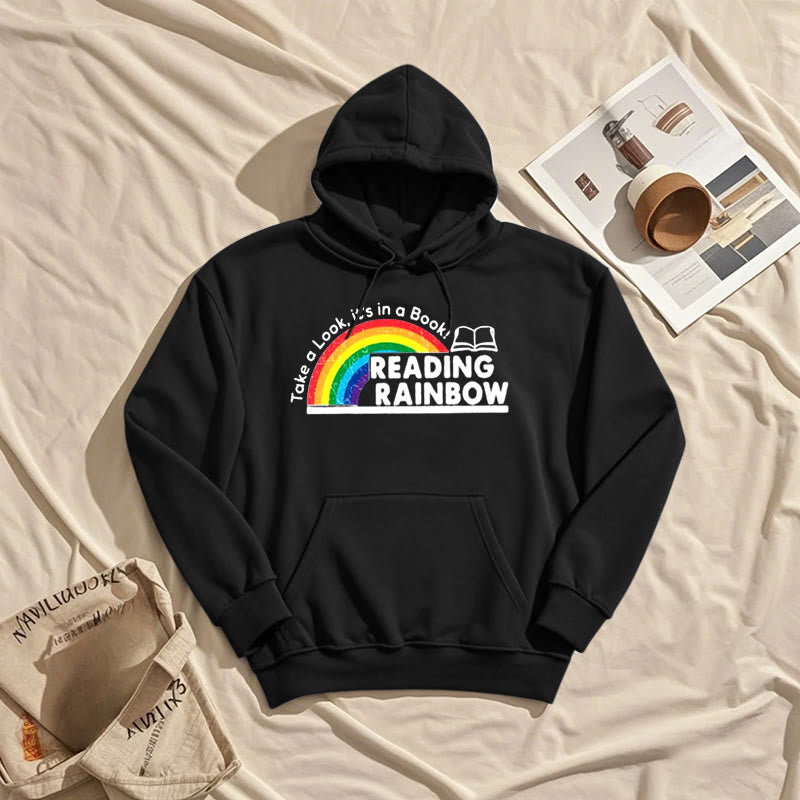 Reading Rainbow Fleece Lined Hoodie Long Sleeves Hoodie