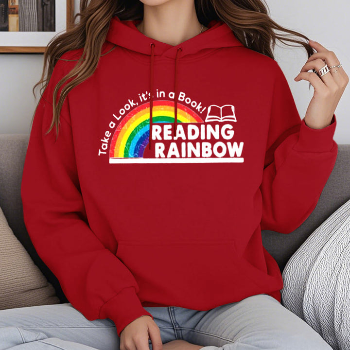 Reading Rainbow Fleece Lined Hoodie Long Sleeves Hoodie