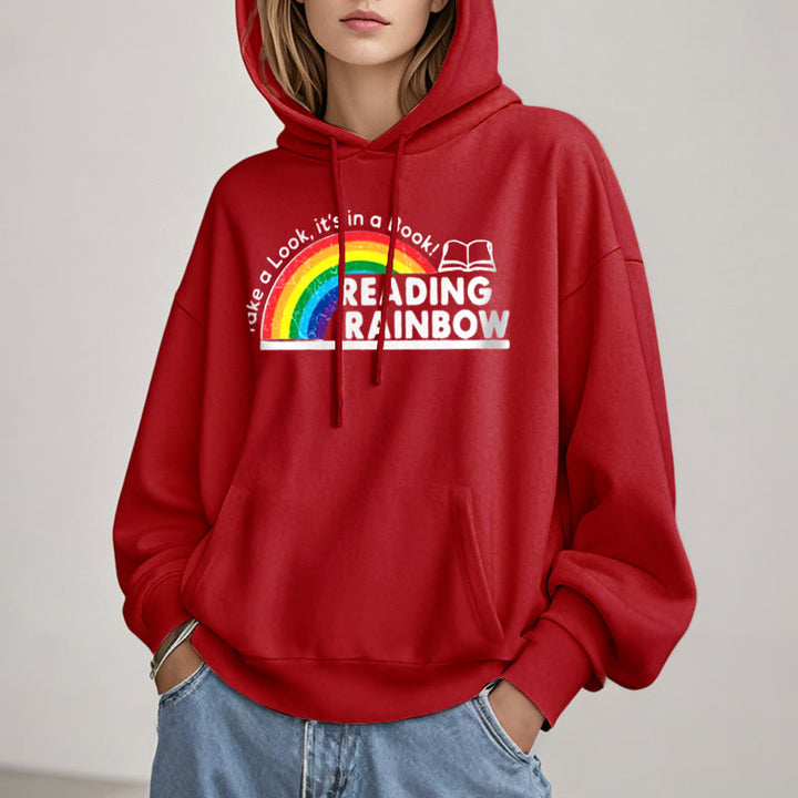 Reading Rainbow Fleece Lined Hoodie Long Sleeves Hoodie