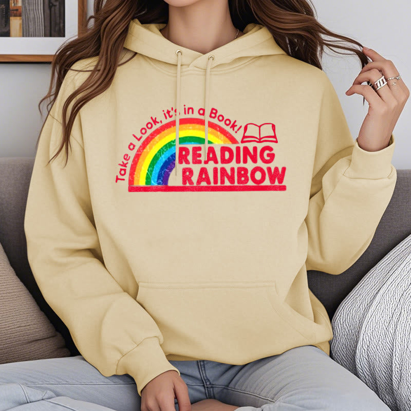 Reading Rainbow Fleece Lined Hoodie Long Sleeves Hoodie